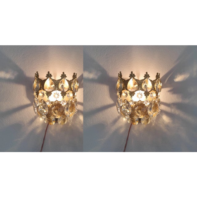 Vintage Crystal Wall Sconces Pair For Sale - Image 16 of 16