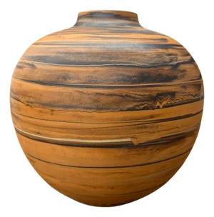 Black and Orange Canyon Drift Round Prem Vase