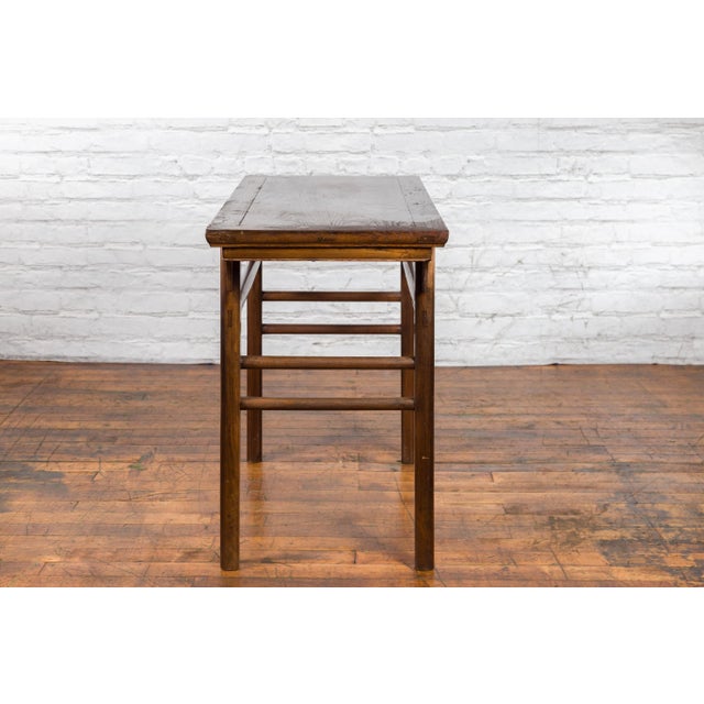 Chinese Early 20th Century Scholar's Altar Console Table with Carved Apron For Sale - Image 11 of 13