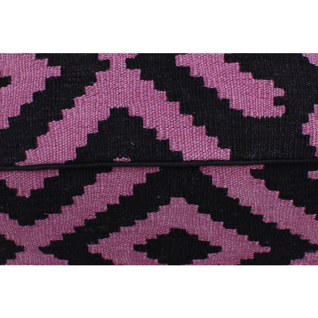 Purple 1990s Boho Chic Tribal Handmade Kilim Upholstered Ottoman For Sale - Image 8 of 9
