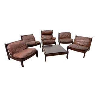 Leather Lounge Set, 1960s, Attributed to Carl Straub For Sale