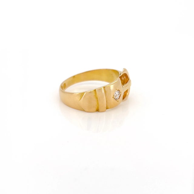 Late 19th Century Late 19th Century Victorian 18k Old Mine Cut Diamond Buckle Ring, Size 6.75, Chester 1897 For Sale - Image 5 of 7