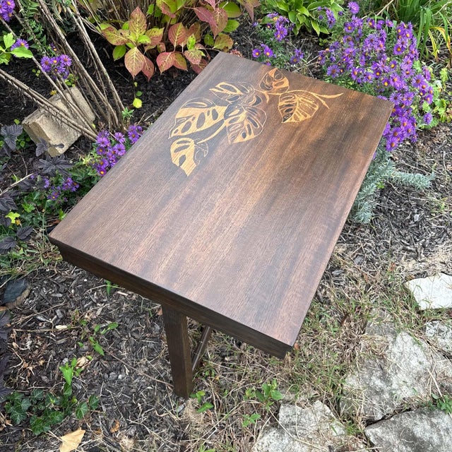 Postmodern Postmodern Accent Table With Stenciled Leaves For Sale - Image 3 of 11