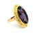 A striking vintage Italian cocktail ring featuring an oversized oval-cut amethyst weighing approximately 20 carats, set in...