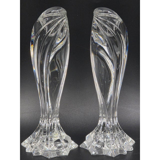 Late 20th Century Pair of Late 20th Century Lenox Artic Bloom Crystal Candlesticks For Sale - Image 5 of 18
