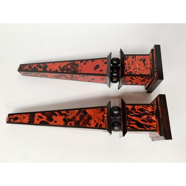 Brick Red Vintage Obelisks With Faux Shell Veneer - A Pair For Sale - Image 8 of 12