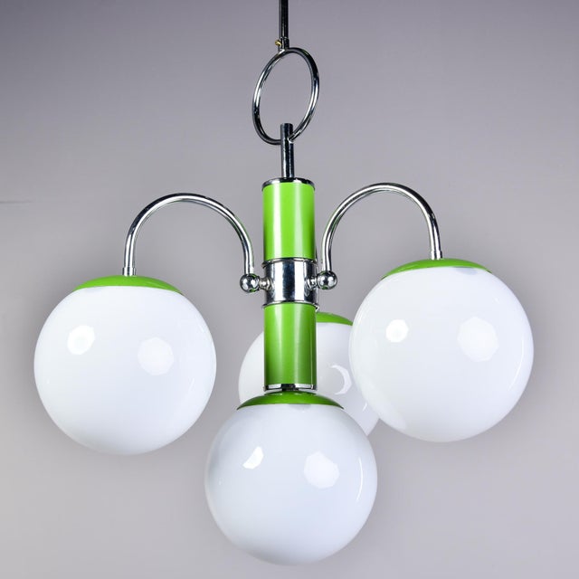 Italian Mid Century Four Light Apple Green and Chrome Fixture For Sale - Image 9 of 10