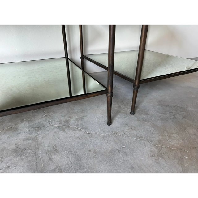 Hollywood Regency Two - Tier Bronze & Mirror Glass Top Side - Coffee Tables - A Pair/ Sold For Sale - Image 9 of 12