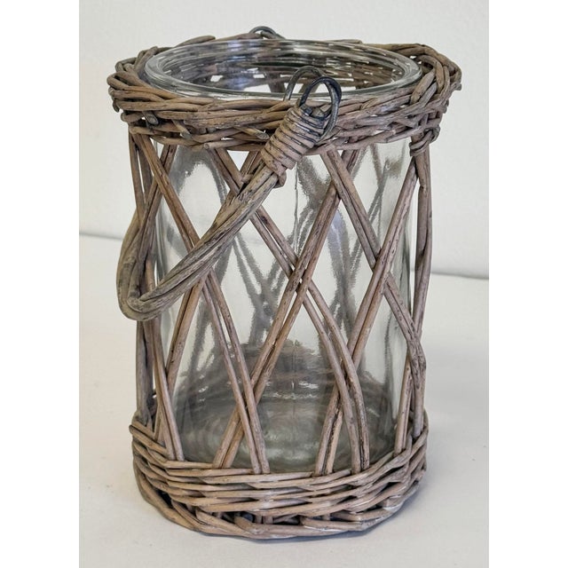 Mid 20th Century Vintage Wicker Wrapped Utensil Caddy or Candleholder For Sale - Image 5 of 6