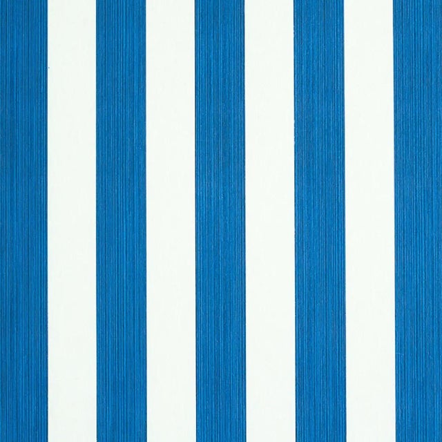 Sample - Schumacher Edwin Stripe Medium Wallpaper in Navy For Sale