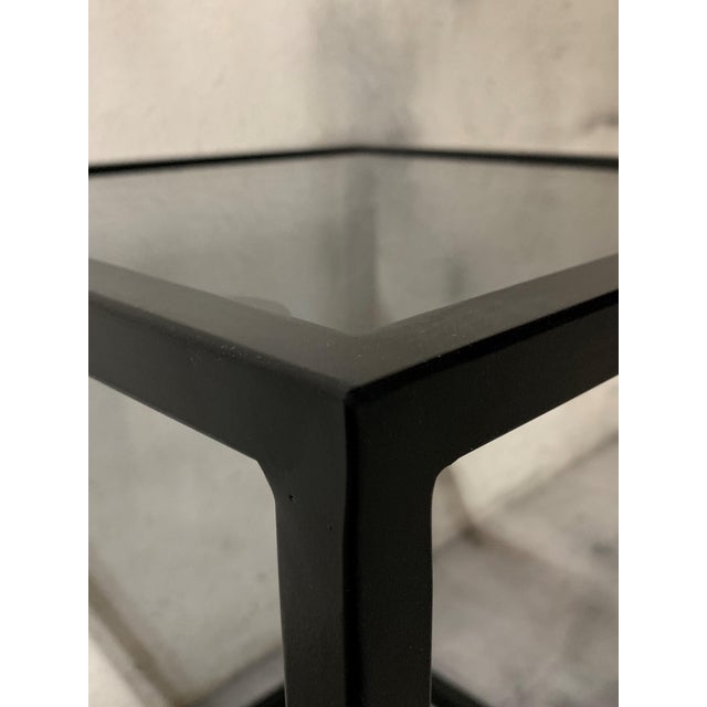 New Modern Square Black Table With Fumee Glass Top, Indoor or Outdoor For Sale - Image 6 of 7