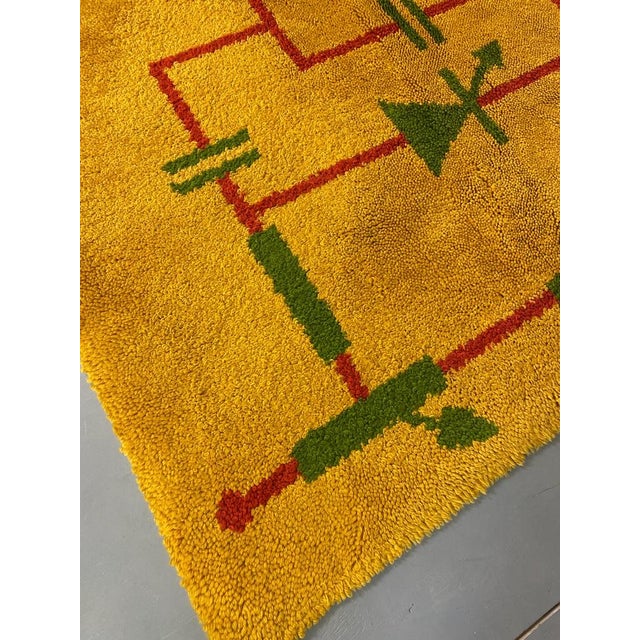 Orange Mid-Century Art Deco Modernist Yellow, Red, Green Wool Rug, 1930s For Sale - Image 8 of 17