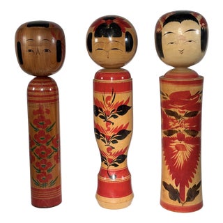 20th Century Traditional Monumental Kokeshi Dolls, Tōhoku, Japan, Set of 3 For Sale