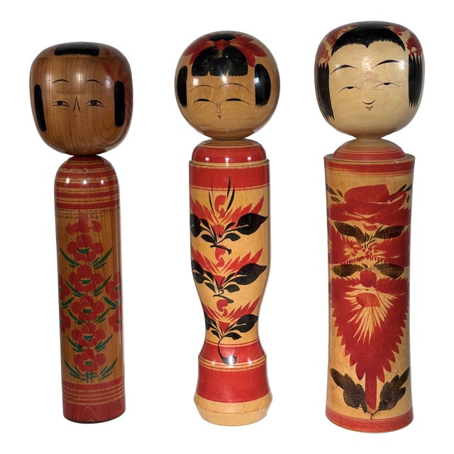 20th Century Traditional Monumental Kokeshi Dolls, Tōhoku, Japan, Set of 3 For Sale