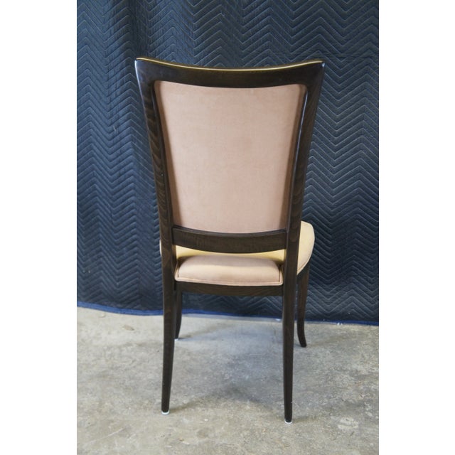 Late 20th Century Late 20th Century Italian Modern Parsons Dark Oak Suede Side Accent Dining Chairs - Set of 4 For Sale - Image 5 of 12