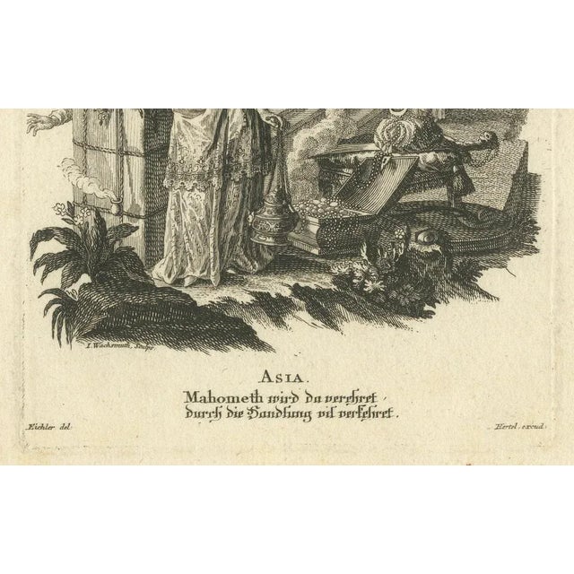 Johann Georg Hertel, Allegorical Engraving of Asia, Mid-18th Century, Print For Sale - Image 3 of 7