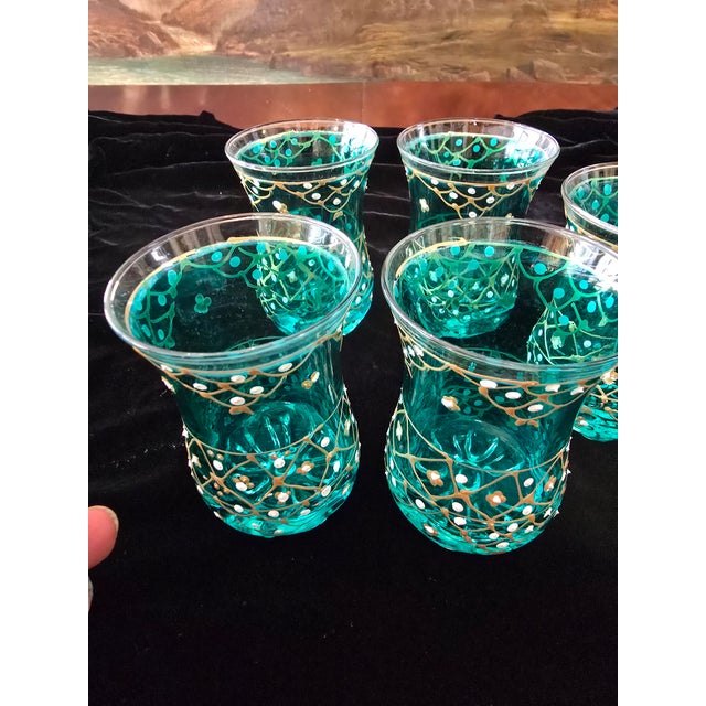 Vintage Mid Century Set Six Aquamarine Moser Glasses For Sale In Boston - Image 6 of 11