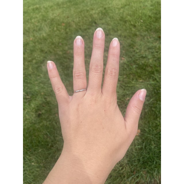 Metal Thin Plain Band Ring, Platinum, Ring Size 6.5, Stackable For Sale - Image 7 of 7
