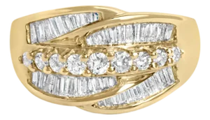 14K Yellow Gold 1.00 Cttw Diamond Cocktall Cluster 5 Stone Ring (H-I Color, SI1-I1 Clarity) - Ring Size 7