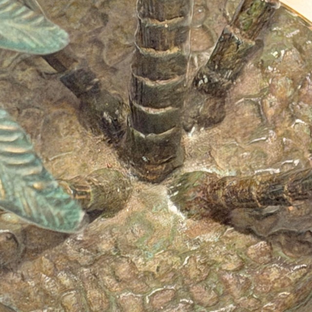 Vintage Tyndale for Frederick Cooper Cast Iron 2-Light Palm Tree Table Lamp With Original Shade For Sale - Image 10 of 12