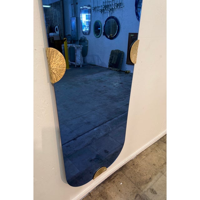 Glass Blue Glass Wall Mirror by Angelo Brotto, Italy, 1970s For Sale - Image 7 of 7