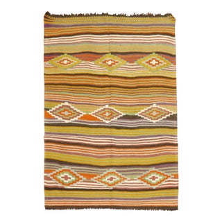 Vintage Turkish Striped Kilim - 6'3" x 9'3" For Sale