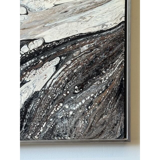 1970s Vintage Richard Mann "Black and White" Painting For Sale - Image 5 of 10