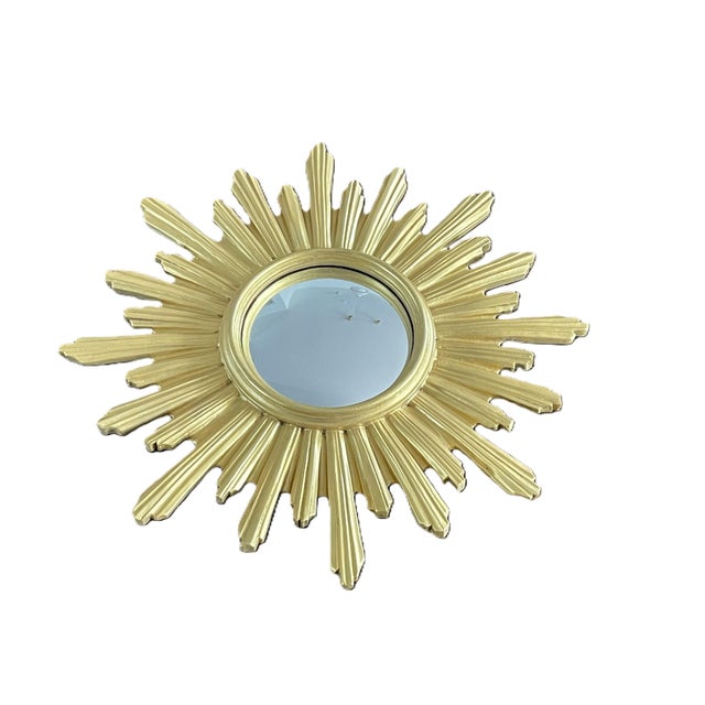 Convex Sunburst Mirror in Gold Resin For Sale - Image 3 of 10