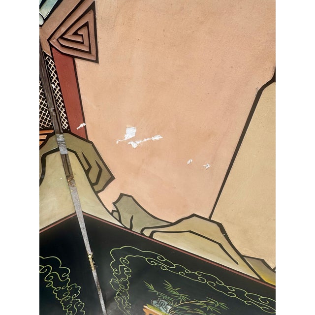 Late 20th Century Vintage Chinese Six-Panel Coromandel-Style Folding Screen For Sale - Image 5 of 7