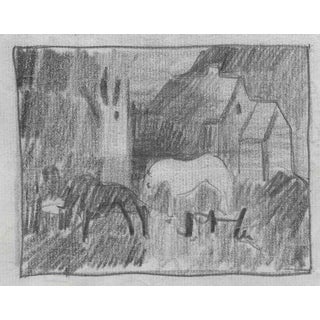 1930s Miniature Drawing of Horses For Sale