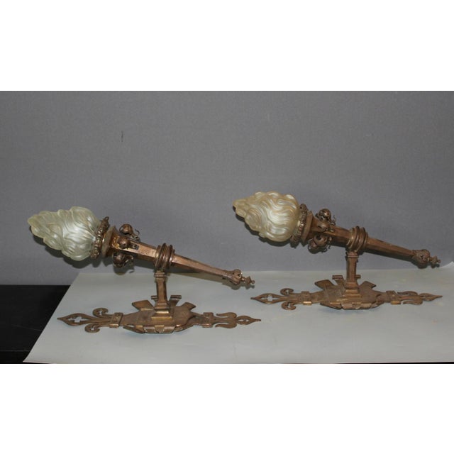 Gothic Wrought Iron Wall Sconces, 1890s, Set of 2 For Sale - Image 9 of 14