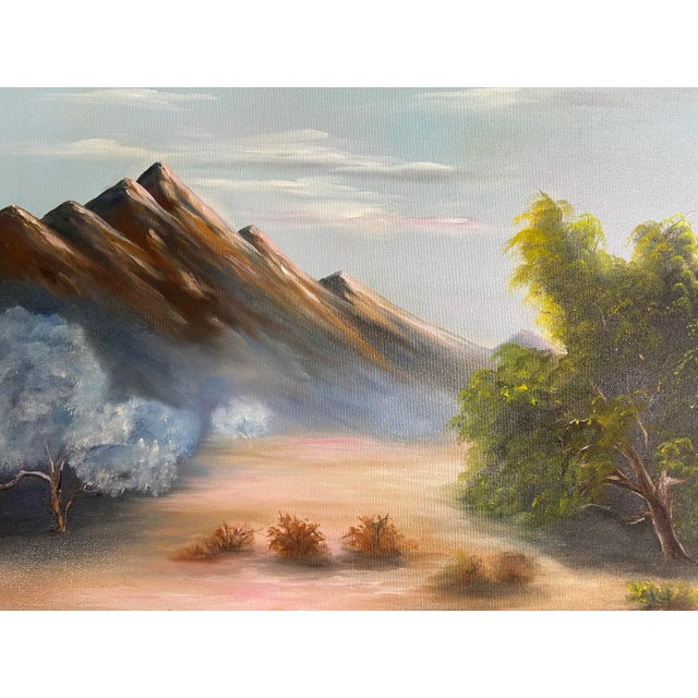 1980s California Desert Mountain Landscape Oil Painting by JH Bicknell For Sale - Image 4 of 5