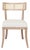 Matthew Izzo Home Britta Cerused Oak Klismos Style Dining Chair With Cane Back and White Linen Upholstered Seat For Sale