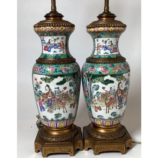 Metal Stunning Early 19th Century Chinese Export Bronze Mounted Lamps - a Pair For Sale - Image 7 of 13