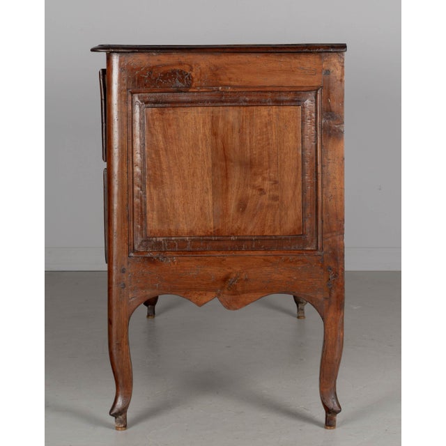 Wood Italian Louis XV Walnut Commode, Hand-Carved With Bronze Hardware For Sale - Image 7 of 14