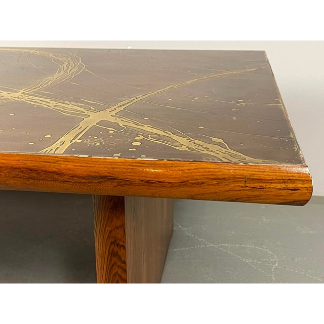 Artistic Brutalist Brass-Etched Coffee Table in the style of Bernhard Rohne, Germany, 1960s For Sale - Image 14 of 17