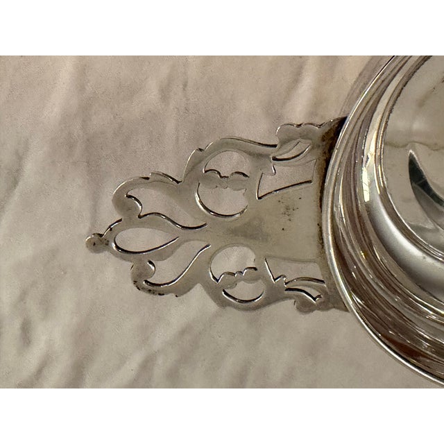 American Antique Sterling Silver Porringer With Pierced Floral Handle For Sale - Image 3 of 6