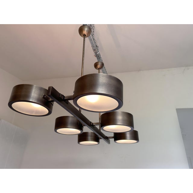 Metal Rectangular Burnished Italian Chandelier For Sale - Image 7 of 10