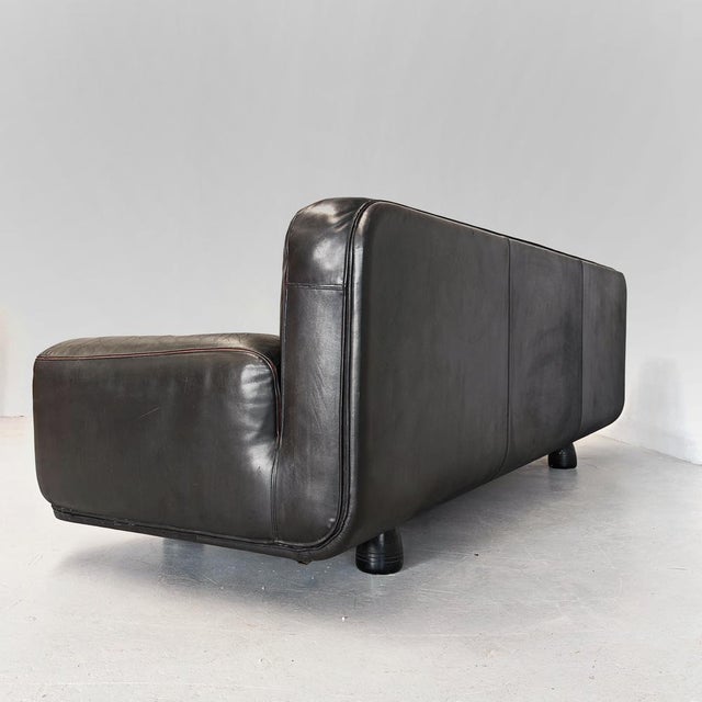 Black Leather Sofa by Franco Poli for Bernini, 1980s For Sale - Image 6 of 18