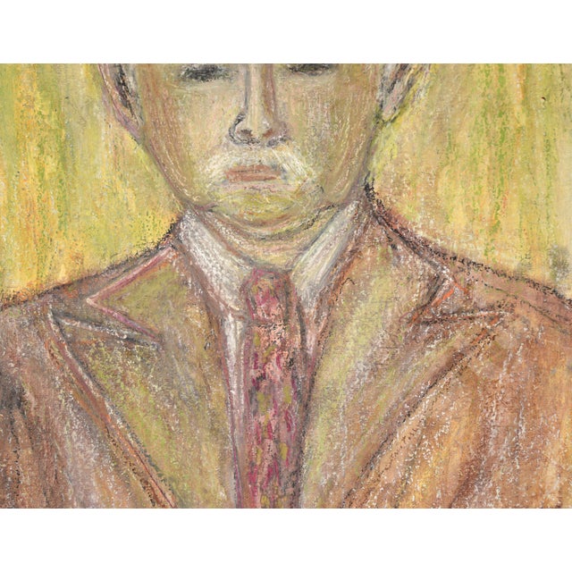 American Portrait of a Man With White Hair and Mustache in Pastel on Artist's Board by Honora Berg For Sale - Image 3 of 8