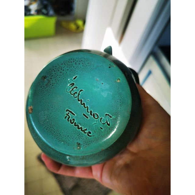 Mid-Century Modern Vintage Pitcher in Green and Red Glazed Ceramic from Elchinger, 1960s For Sale - Image 3 of 5