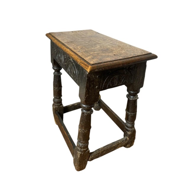 17th Century Carved Oak Joined Stool, 1680 For Sale - Image 5 of 8