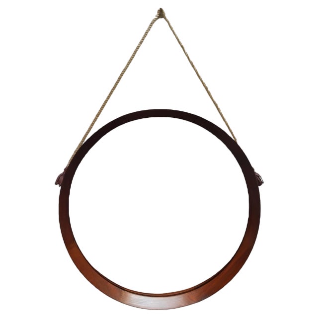 Teak Wall Mirror attributed to Östen Kristiansson for Luxus, Swedish, 1960s For Sale