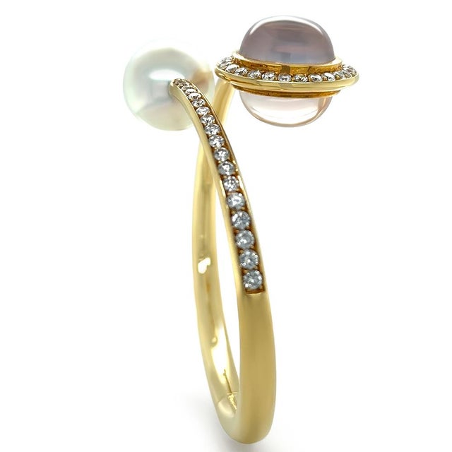 Paspaley 18ct Yellow Gold Muse Pearl & Diamond Bangle 2.18ct 42.85g For Sale - Image 4 of 9