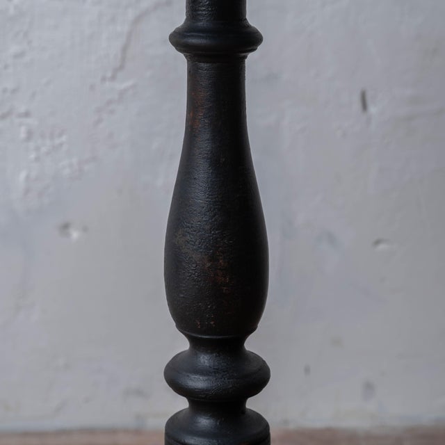 New England Queen Anne Cherry Candle Stand in Black, c.1760 For Sale - Image 4 of 16