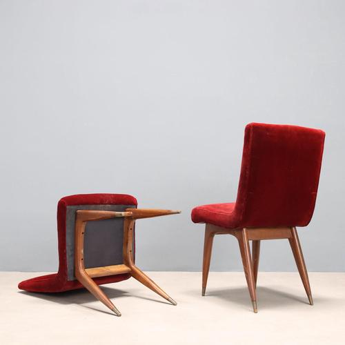 Vintage Chairs in Velvet and Wood, Italy, 1960s, Set of 6 For Sale - Image 9 of 10