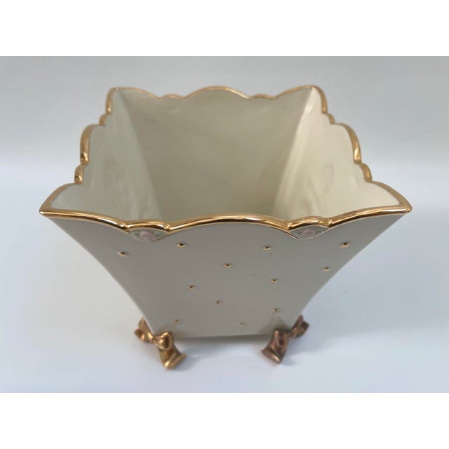 Lenox Lenox Porcelain Gilt Square Flower Pot For Sale - Image 4 of 12