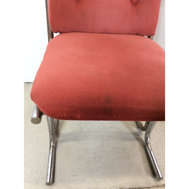Set of 5 Vintage Upholstered Dining Chairs With Chrome Cantilever Base For Sale - Image 4 of 18