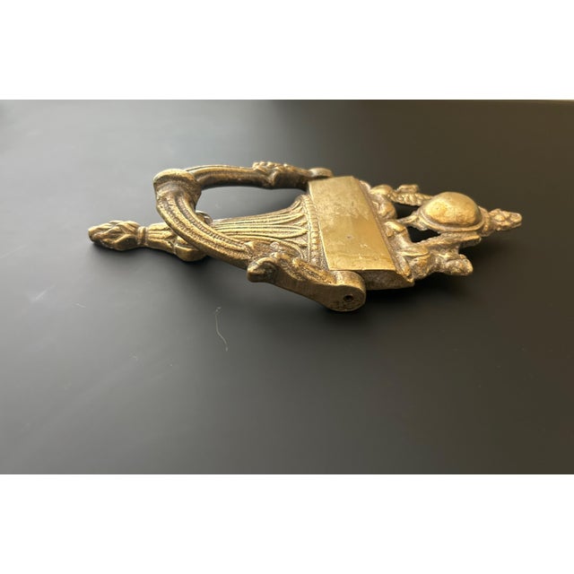 English Vintage Solid Brass Neoclassical Door Knocker With Figural & Urn Motifs For Sale - Image 3 of 5