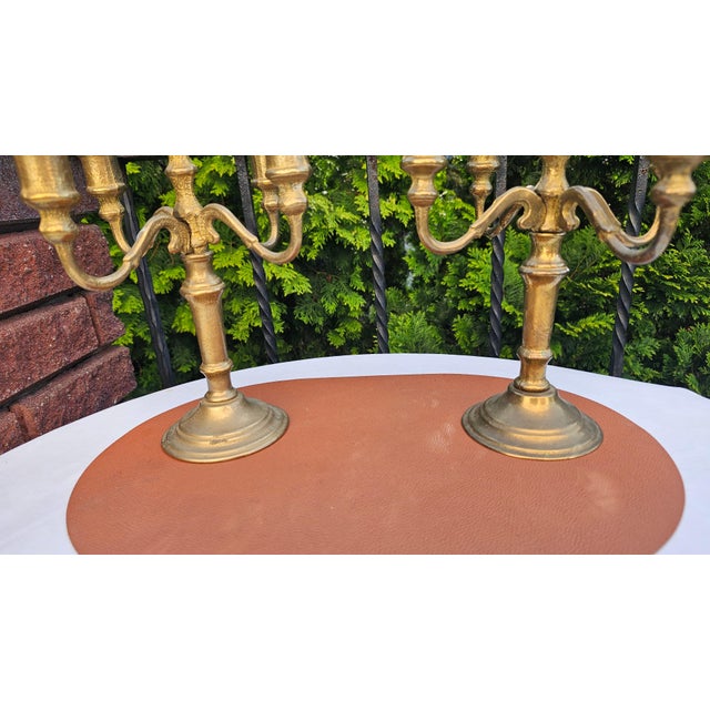 1950s Art Deco Brass Five-Arm Candlestick, 1950s For Sale - Image 5 of 7